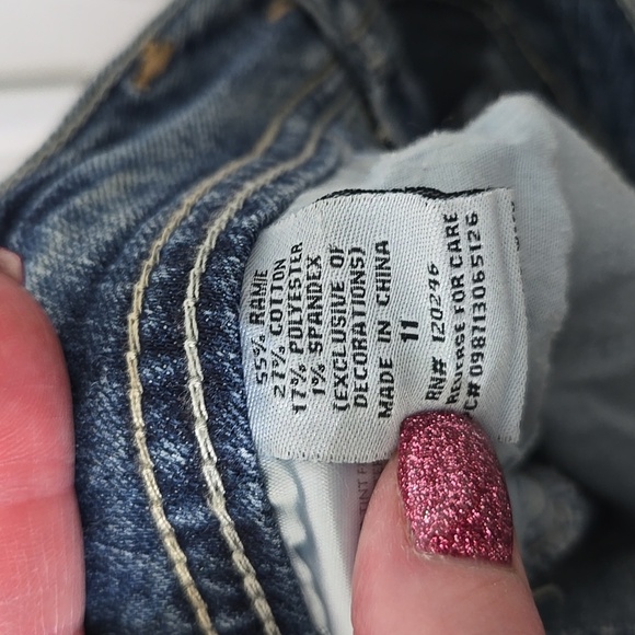 Wallflower Indigo Distressed Denim Shorts Junior 11 - Picture 6 of 6